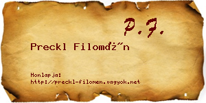 Preckl Filomén névjegykártya